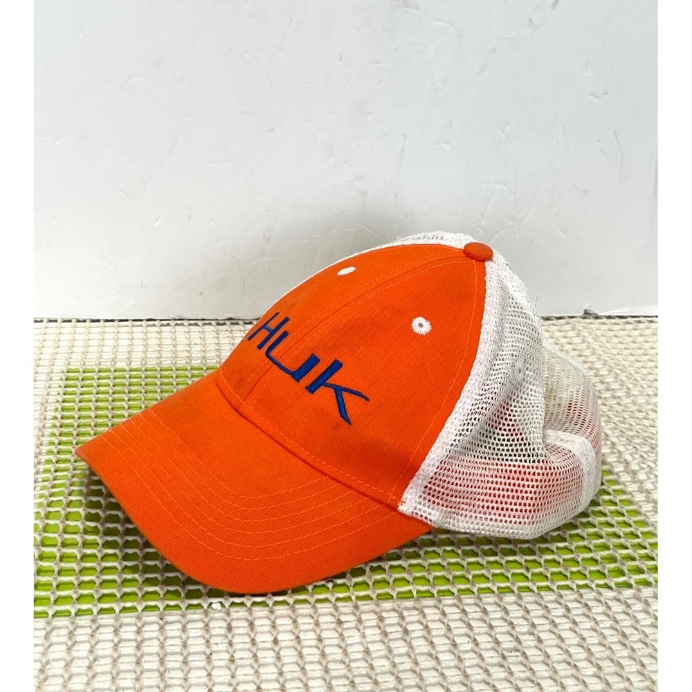 Huk Performance Trucker Hat Orange White Mesh Snapback Baseball Cap